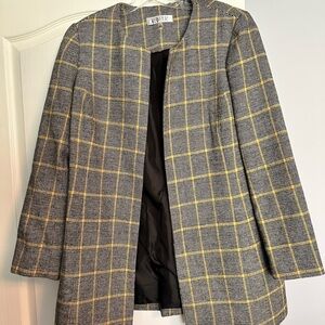 Kasper Yellow and Black Blazer Structured Suit Jacket